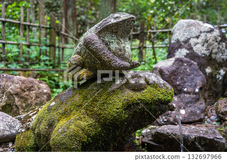 Frog fountain on Higashiyama Walking Course in Takayama, Japan 132697966