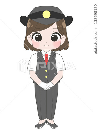 一位女車站服務員的可愛插圖 132698120