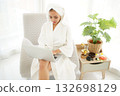 Young women relaxing enjoy and spa massage put on bathrobe in modern room. 132698129