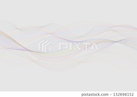 Abstract background of multiple overlaid wavy lines in pastel colors, against light grey background, creating a sense of depth and movement, dynamic flow or sound wave visualization. Abstract background of multiple overlaid wavy lines in pastel colors, against light grey background, creating a sense of depth and movement, dynamic flow or sound wave visualization. 132698152