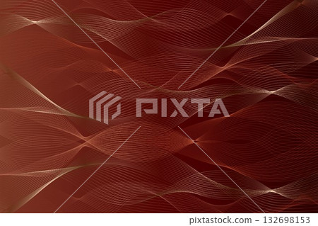 Abstract background of wavy lines in copper color palette, with gradient red background, creating a sense of depth and movement, dynamic flow, and convey energy and passion.  132698153