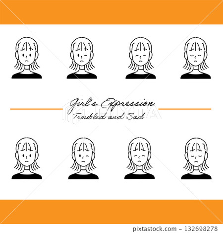 The troubled and sad expression of a girl with a bow The troubled and sad expression of a girl with a bow 132698278