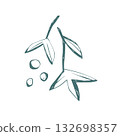 Mistletoe branch with leaves and berries hand drawn minimal botanical design for Christmas decor and greeting cards 132698357
