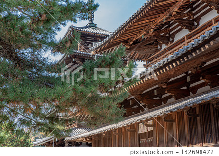 Horyu-ji Temple Kendo和五層寶塔 132698472