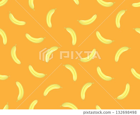 Yellow banana fruits seamless pattern doodle design on orange background vector illustration Yellow banana fruits seamless pattern doodle design on orange background vector illustration 132698498