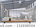 Minimalist corporate workspace with modern details. 132698504