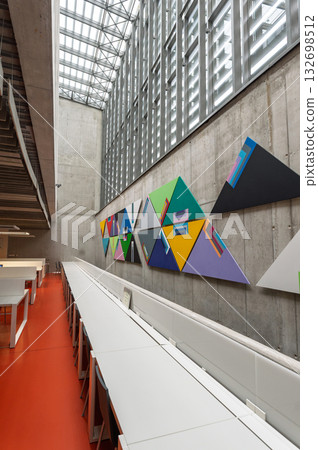 Modern office interior with unique architecture. Modern office interior with unique architecture. 132698512