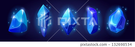 Blue gem stones set isolated on background 132698534