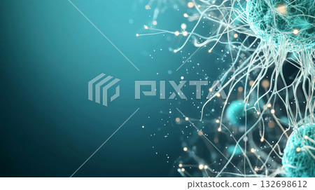 Network of neural connections with glowing nodes, abstract background 132698612