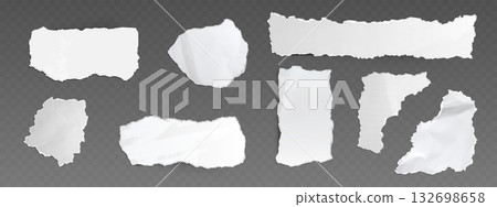 White torn paper cutout sheet set 132698658