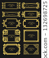 Set of golden decorative frames for romantic event invitation and congratulations on black background 132698725