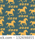 Year 2026 horse pattern with numbers on blue background 132698855