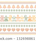 Christmas gingerbread pattern with festive bells, hearts, and decorative borders, perfect for background 132698861