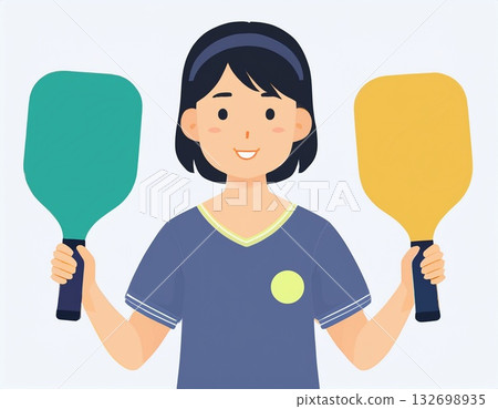 一幅描繪女性打匹克球的簡單插圖 132698935