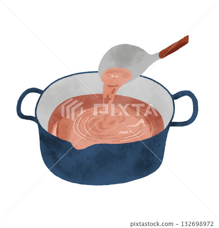 這是一幅用鍋子熬製鰹魚湯的場景插圖。 這是一幅用鍋子熬製鰹魚湯的場景插圖。 132698972