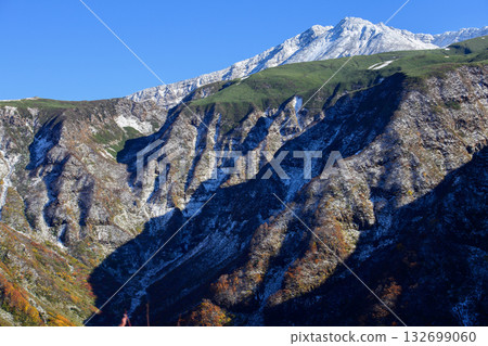 Spectacular view of snow-capped Mount Chokai from Hokotate Observatory, Akita Prefecture 132699060