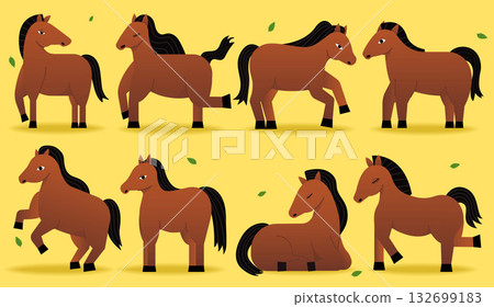 Celebration of horses in playful and cheerful design. Vector illustration Celebration of horses in playful and cheerful design. Vector illustration 132699183