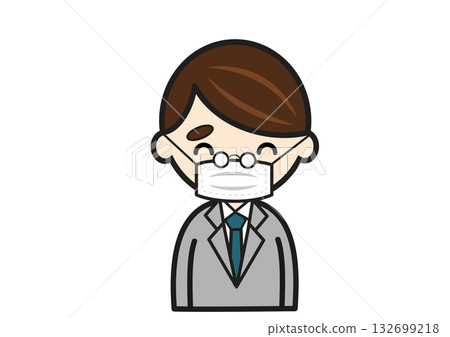 Smiling businessman wearing a mask Smiling businessman wearing a mask 132699218