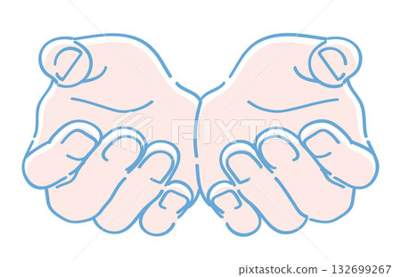 手勢插圖。杯子形狀。向量圖素材。 132699267