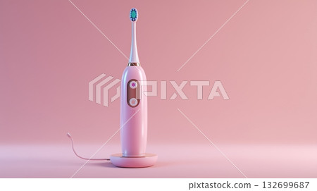 Pink electric toothbrush 3D design art Pink electric toothbrush 3D design art 132699687