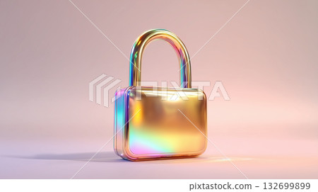 3D digital art of a rainbow-colored padlock 3D digital art of a rainbow-colored padlock 132699899