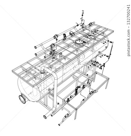 Detailed Industrial Tank Blueprint. Vector 132700241