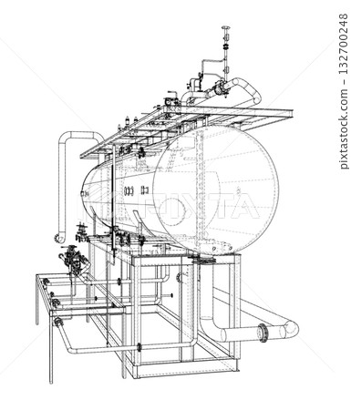 Industrial Tank Blueprint. Vector 132700248