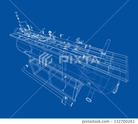 Detailed Blueprint of Industrial Machinery. Vector Detailed Blueprint of Industrial Machinery. Vector 132700261