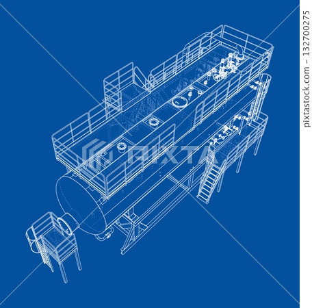 Industrial Blueprint Design. Vector 132700275