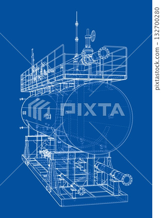 Industrial Tank Blueprint. Vector Industrial Tank Blueprint. Vector 132700280