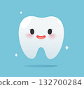 Cute tooth cartoon illustration showing healthy and shiny white teeth 132700284