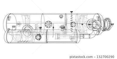 Technical Blueprint of Industrial Tank. Vector Technical Blueprint of Industrial Tank. Vector 132700290