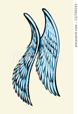 Vector drawing. Two large wings. Vector drawing. Two large wings. 132700293