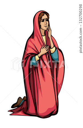 Vector illustration. Young praying girl Vector illustration. Young praying girl 132700298