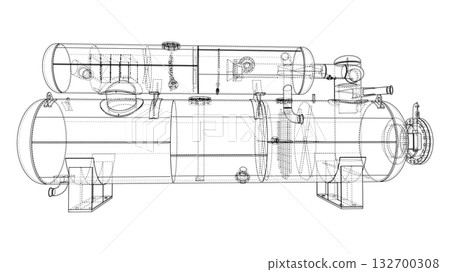 Industrial Tank Blueprint. Vector Industrial Tank Blueprint. Vector 132700308