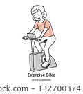 Elderly woman riding an exercise bike 132700374