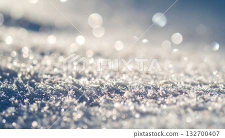 Sparkling silver and white glitter textured balls bokeh and snow, Christmas party background material 132700407