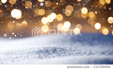 Sparkling silver and white glitter textured balls bokeh and snow, Christmas party background material 132700408