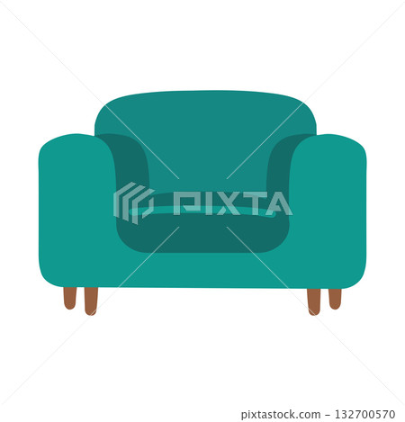 Illustration of a Teal Armchair Illustration of a Teal Armchair 132700570