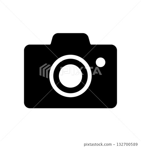 Camera silhouette icon (black / shooting mark / monochrome design) Camera silhouette icon (black / shooting mark / monochrome design) 132700589