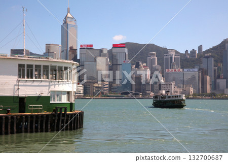 Star ferry sailing through Victoria Bay in Hong Kong Star ferry sailing through Victoria Bay in Hong Kong 132700687