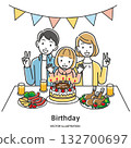 Illustration of a family celebrating a child's birthday party 132700697