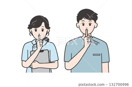 護士插畫套裝,包含保持安靜標誌 護士插畫套裝,包含保持安靜標誌 132700996