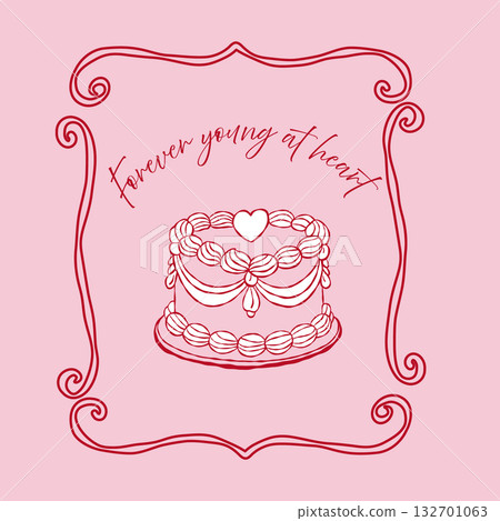 Decorated cake with romantic quote in frame 132701063