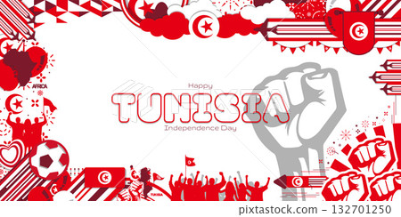 Happy Independence Day of Tunisia, illustration background design Happy Independence Day of Tunisia, illustration background design 132701250
