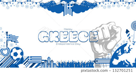 Happy Independence Day of Greece, illustration background design Happy Independence Day of Greece, illustration background design 132701251