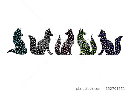 Silhouette of foxes filled with colorful floral design against a white background, used for wallpaper, background, and other decorative purposes. Silhouette of foxes filled with colorful floral design against a white background, used for wallpaper, background, and other decorative purposes. 132701351