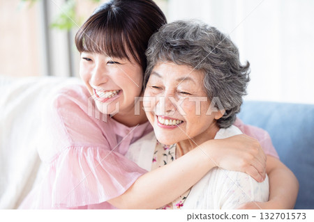 A friendly grandmother and grandson 132701573