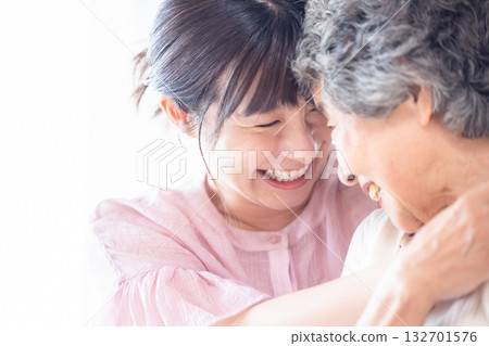 A friendly grandmother and grandson 132701576