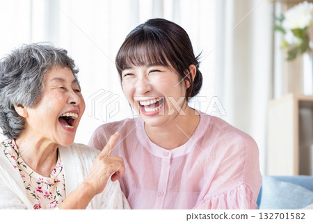 A friendly grandmother and grandson 132701582